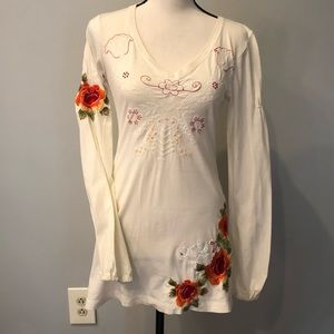 Johnny Was Embroidered V-Neck L/S Blouse